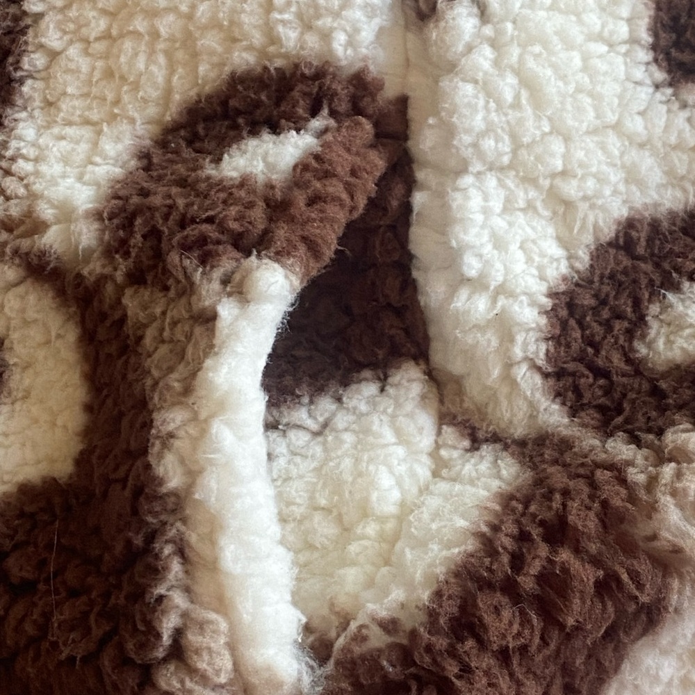 PacSun Brown and Cream Yin Yang Fleece Jacket women‎ size small - Picture 9 of 11